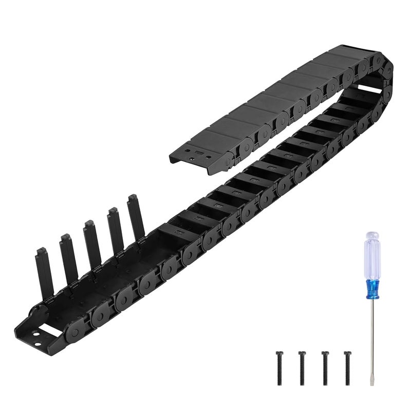 CAMXTOOL 1Pcs Drag Chain, 18 x 50mm Cable Chain 1M, Flexible & Detachable, Plastic Wire Carrier Cable with End Connectors for CNC Industrial Machine, Semi Enclosed Type (Inner Side openable) - Image 1